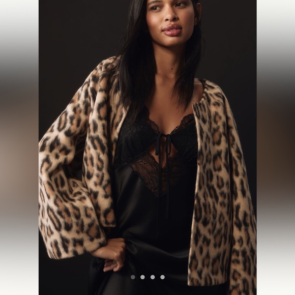 NWT new OS one size Anthropologie boxy jacket leopard animal print S M L XL - Picture 1 of 17